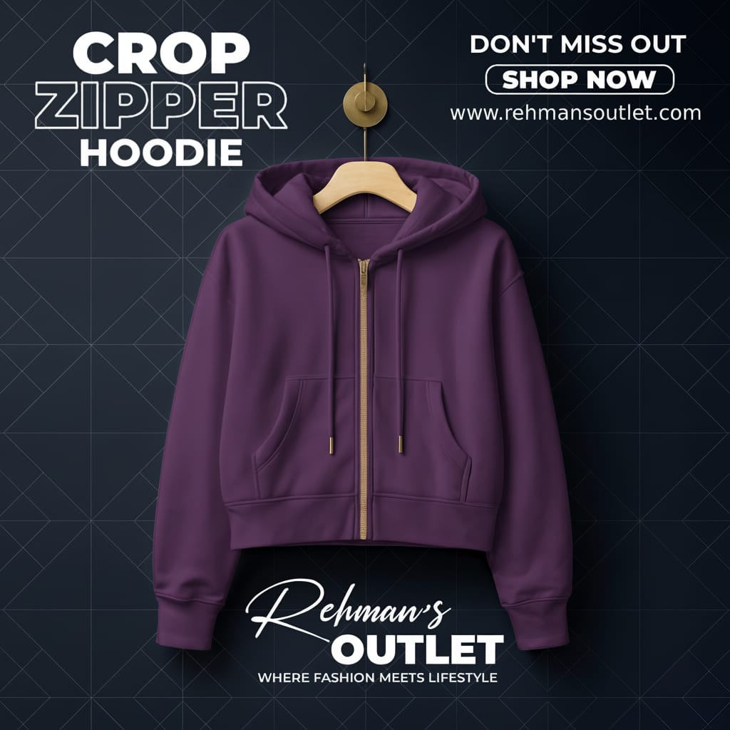 Purple crop zipper hoodie