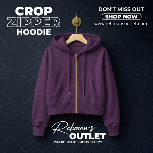 Purple crop zipper hoodie