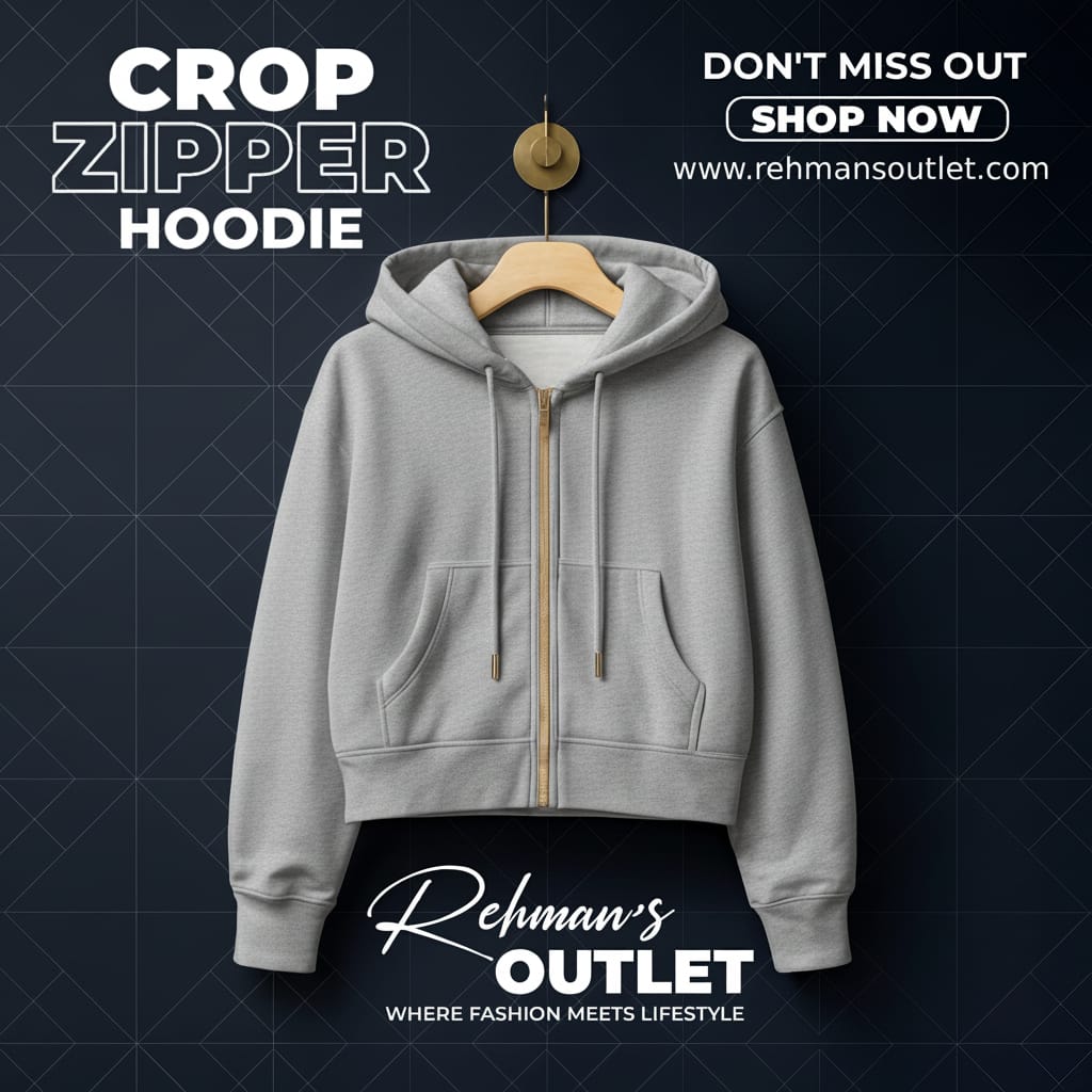 Grey crop zipper hoodie