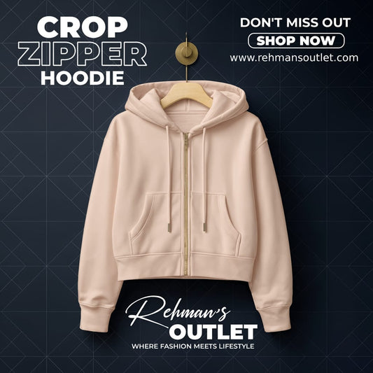 Skin crop zipper hoodie
