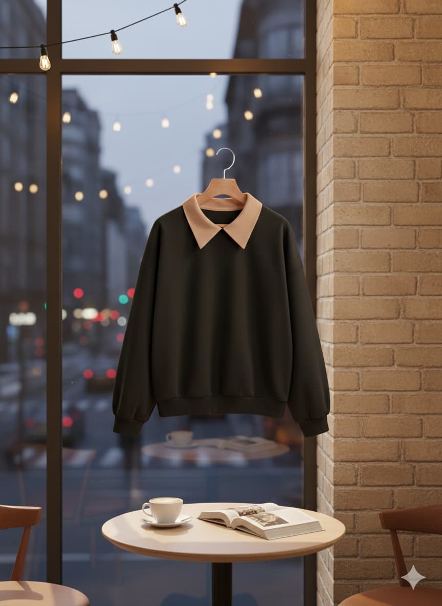 Skin collar/black sweatshirt