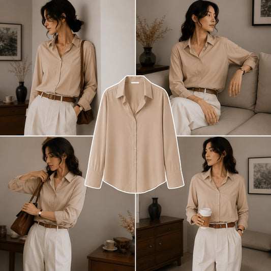 Beige Button-Down Shirt