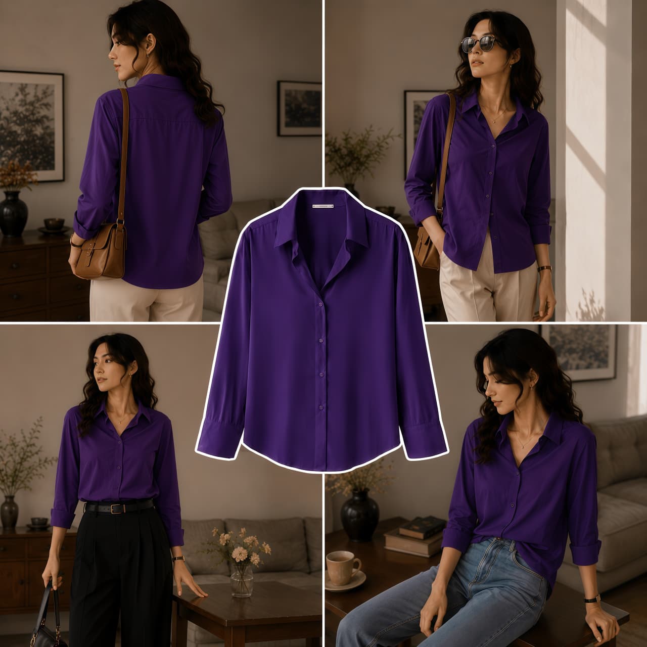 Purple Button-Down Shirt
