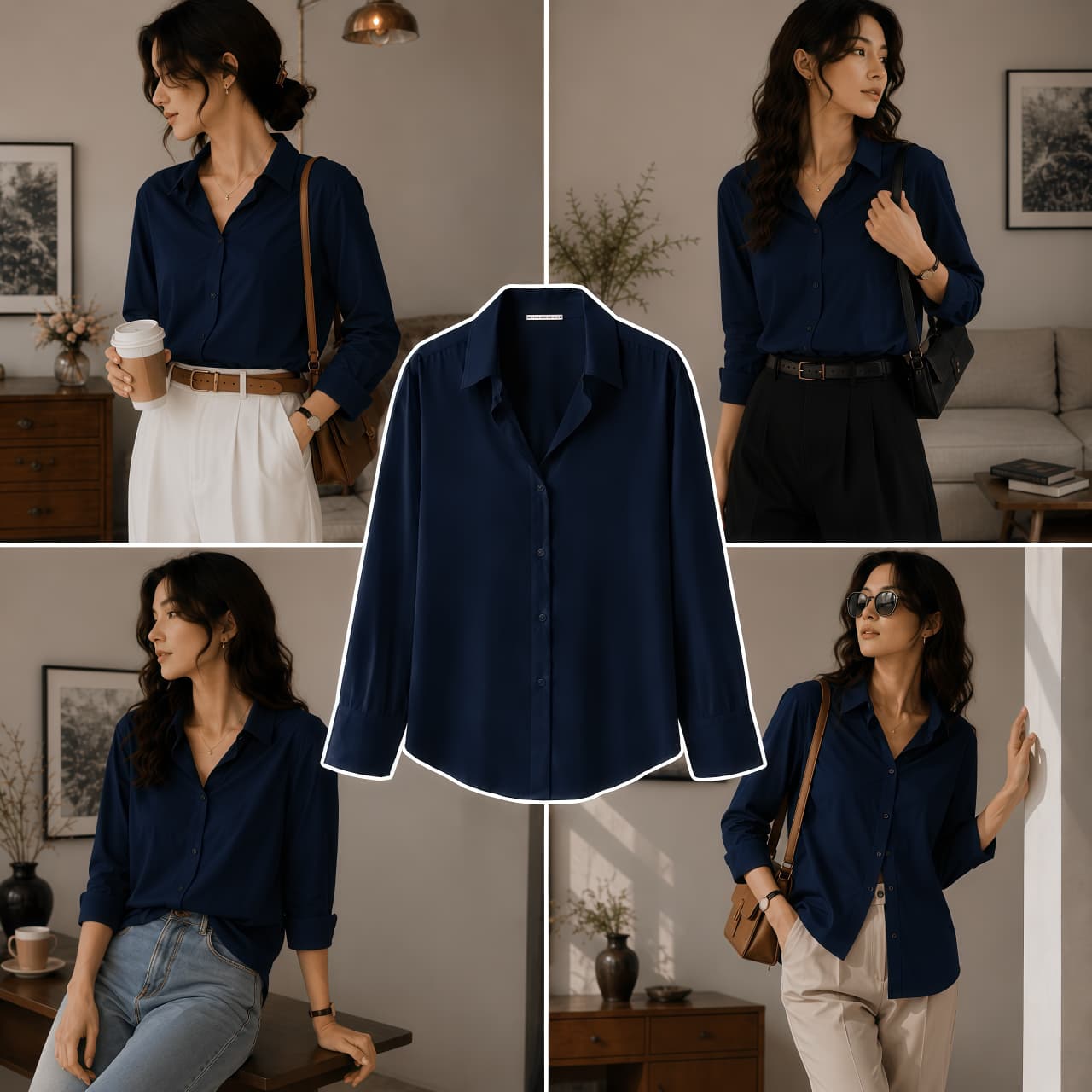 Navy Blue Button-Down Shirt