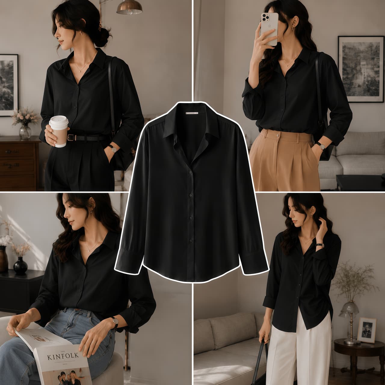 Black Button-Down Shirt
