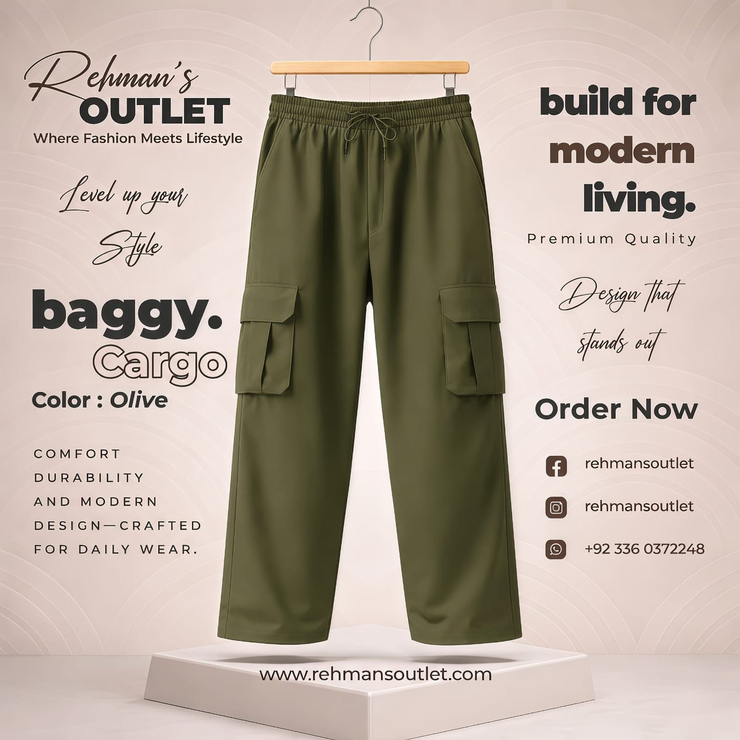 Olive Baggy Cargo