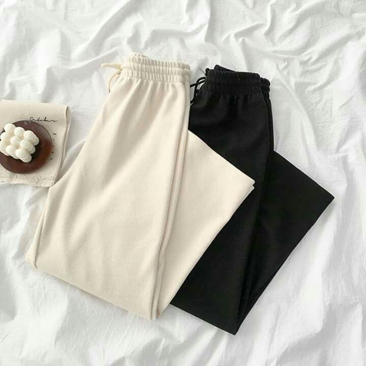 pack of 2  wide-leg trousers (skin and black)