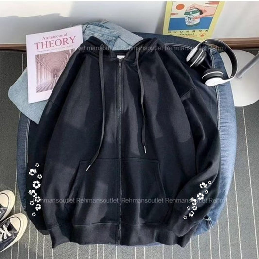 Sleeves flower black zipper