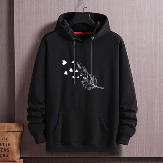 Feather heart black hoodie