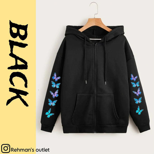 Sleeves butterflies black zipper
