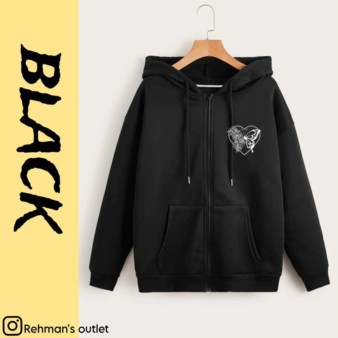 Heart butterfly P black zipper