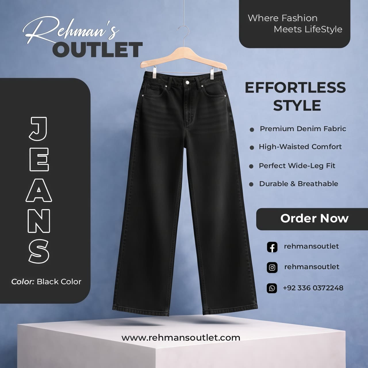Black wide-leg jeans