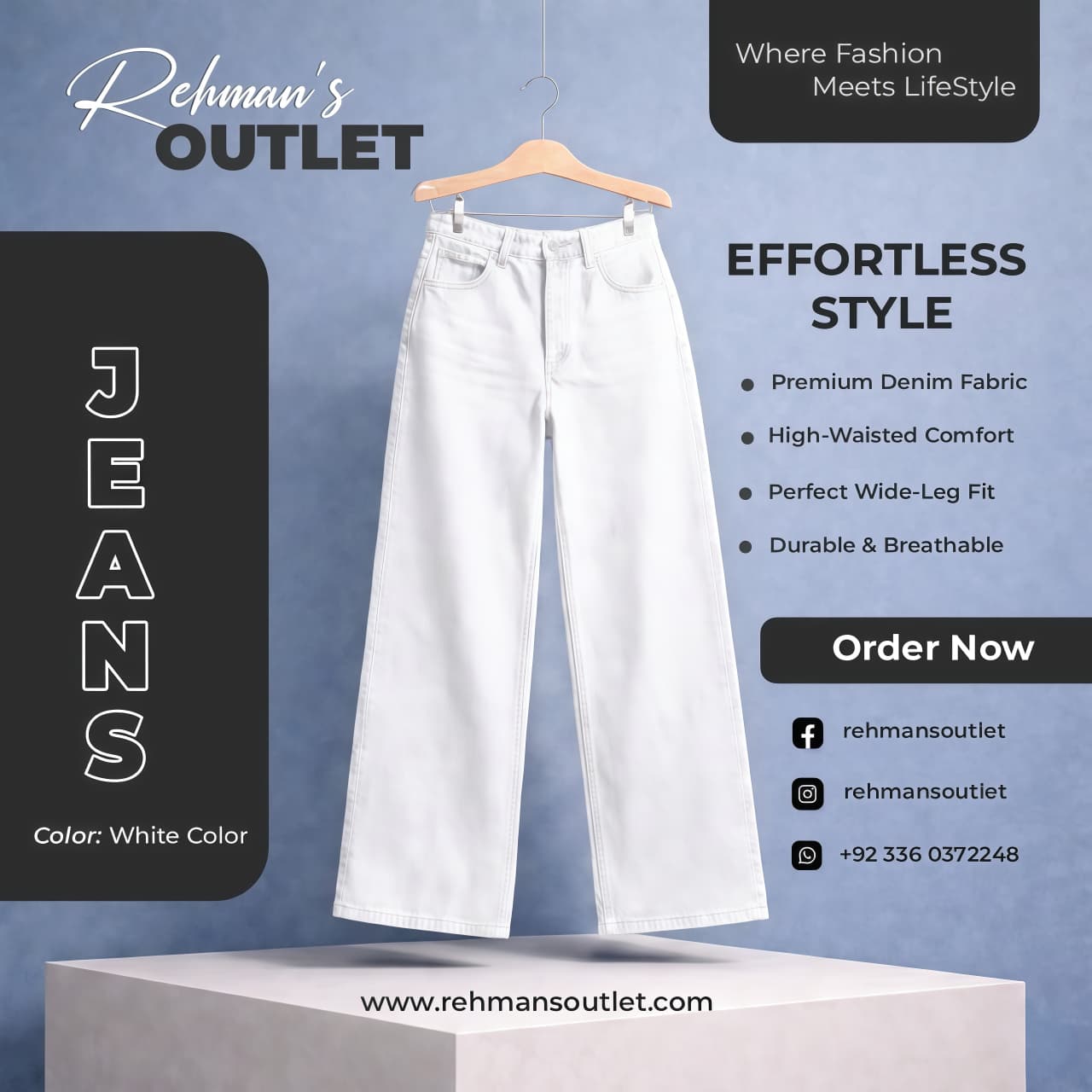 White wide-leg jeans
