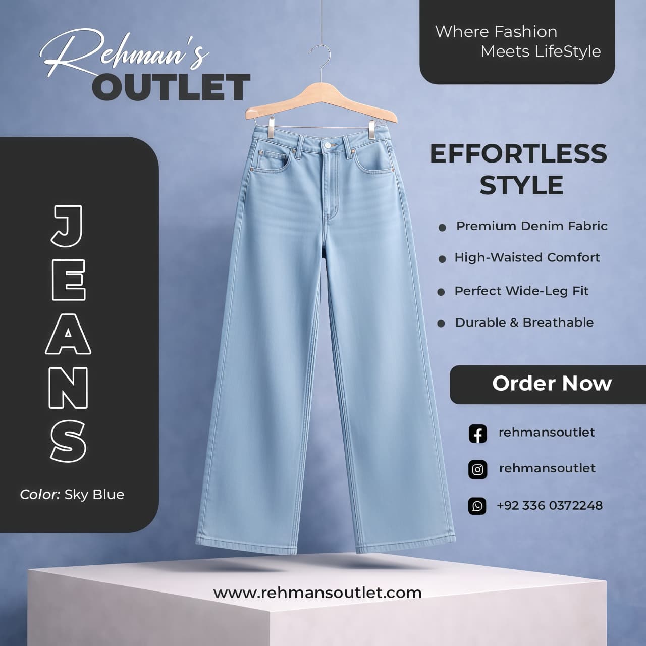 Sky blue wide-leg jeans