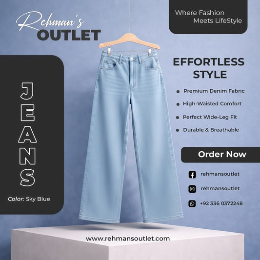 Sky blue wide-leg jeans