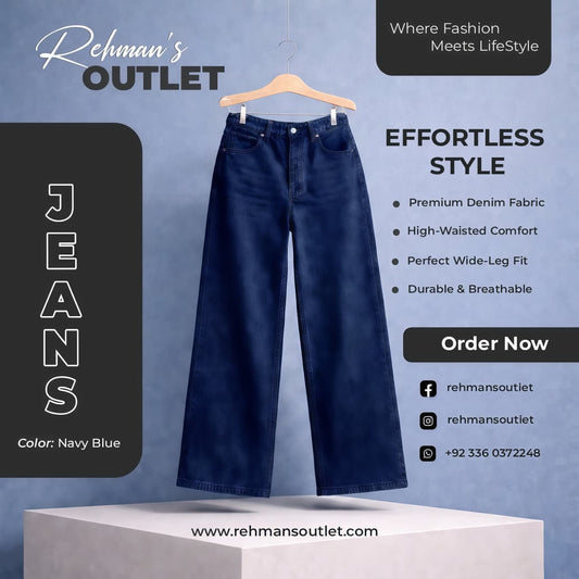 Navy blue wide-leg jeans