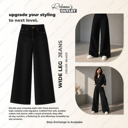 Black wide-leg jeans