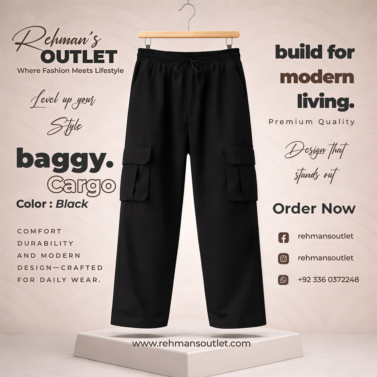 Black Cargo Trouser